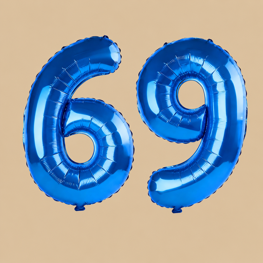 69th Birthday Dark Blue Number Balloons