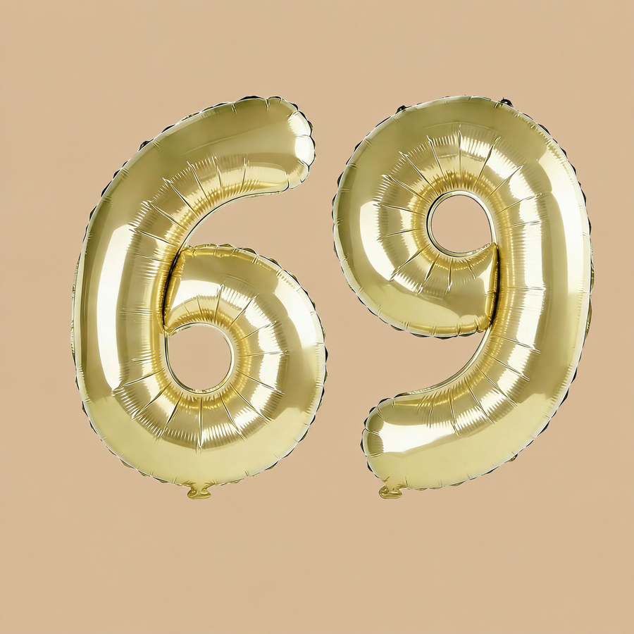 69th Birthday Champagne Gold Number Balloons