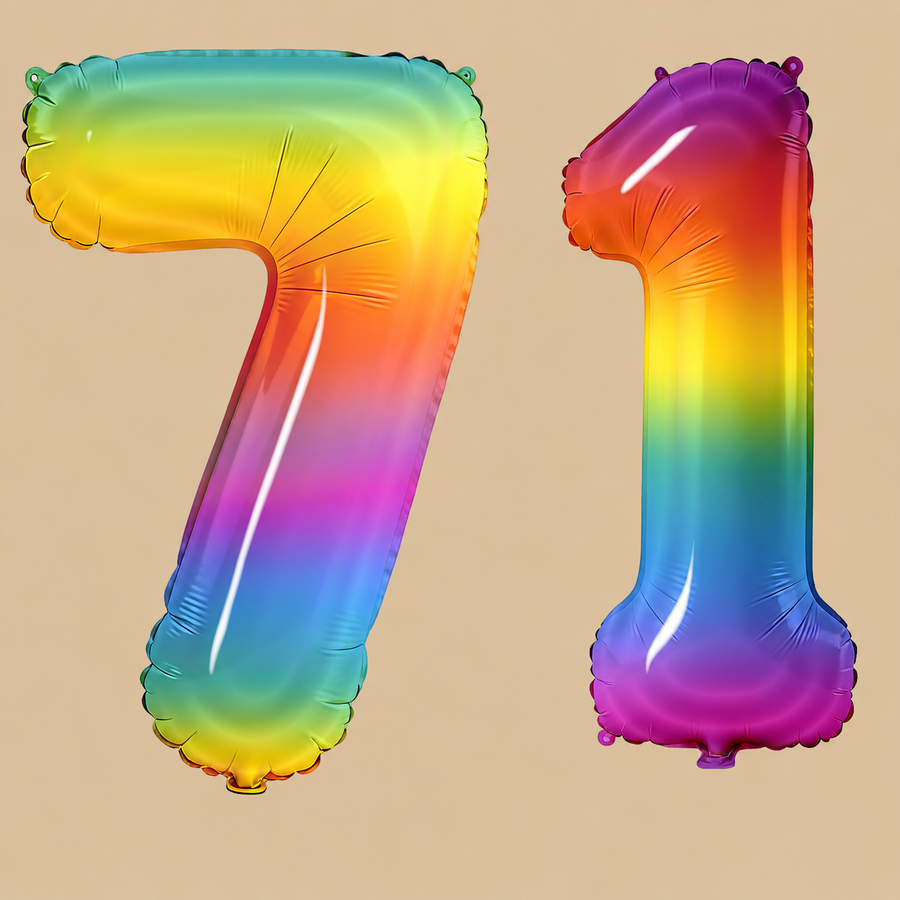 71st Birthday Rainbow Number Balloons
