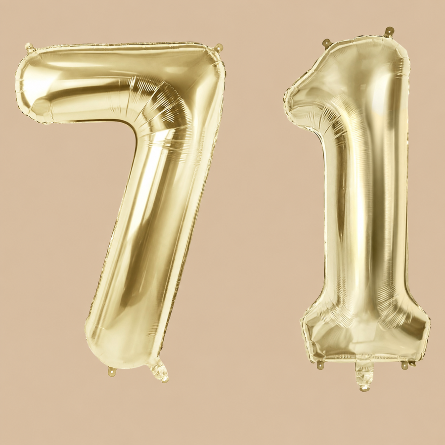 71st Birthday Champagne Gold Number Balloons