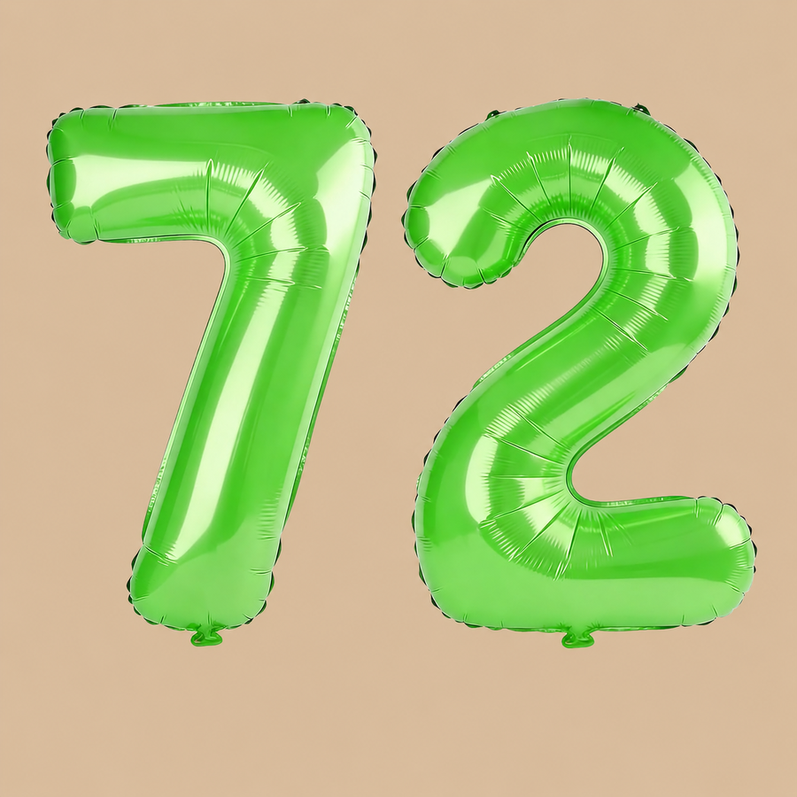 72nd Birthday Fruit Green Number Balloons