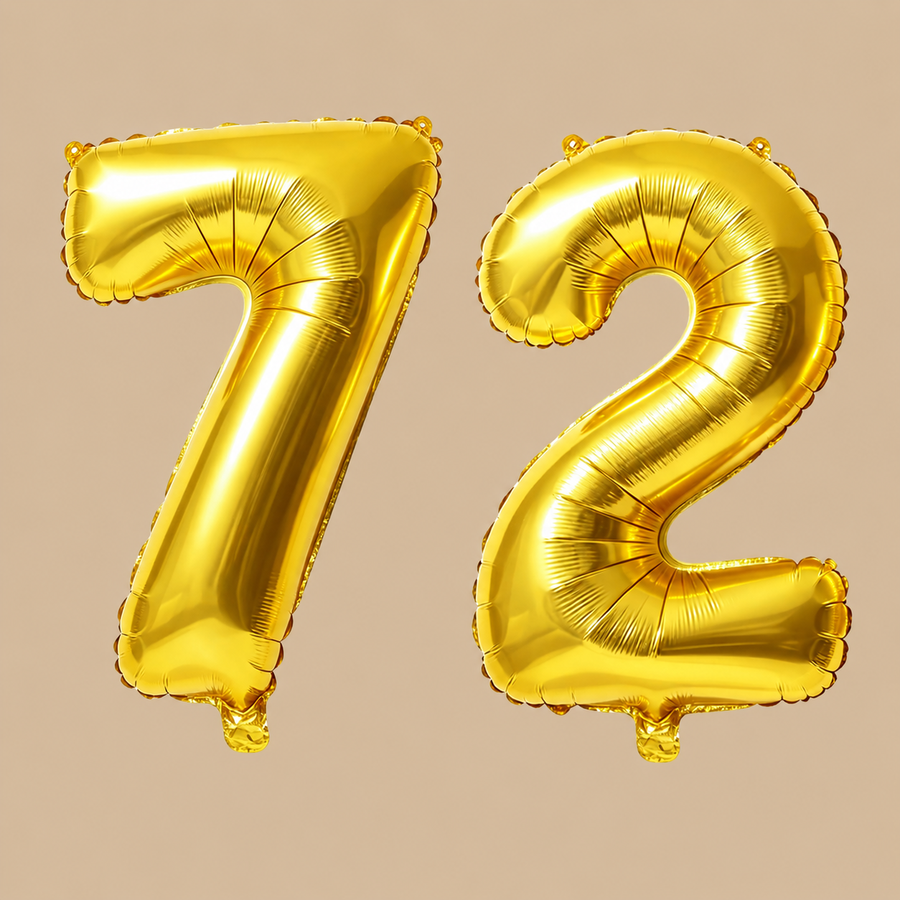 72nd Birthday Gold Number Balloons