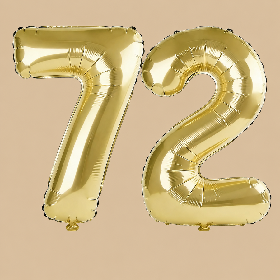 72nd Birthday Champagne Gold Number Balloons