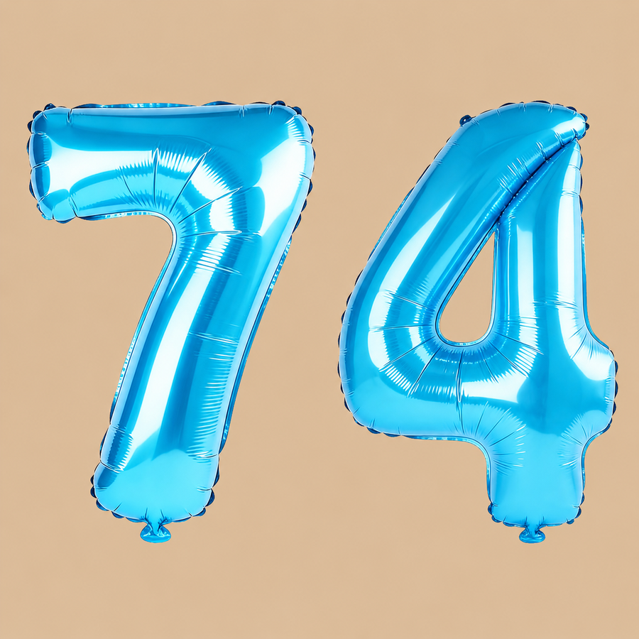 74th Birthday Jewelry Blue Number Balloons