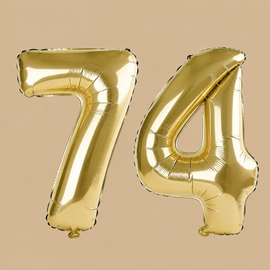 74th Birthday Champagne Gold Number Balloons
