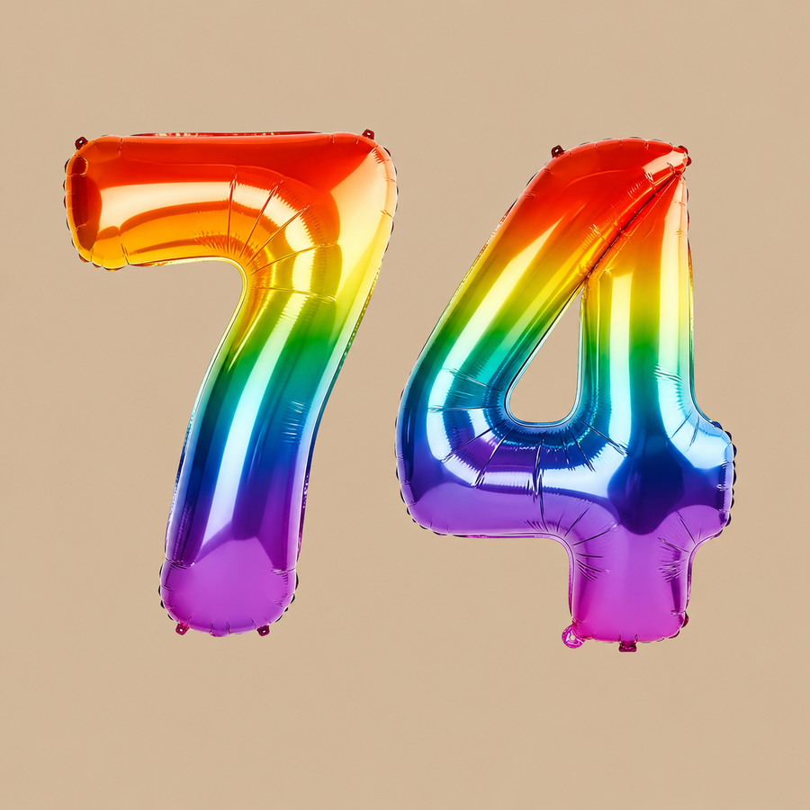 74th Birthday Rainbow Number Balloons