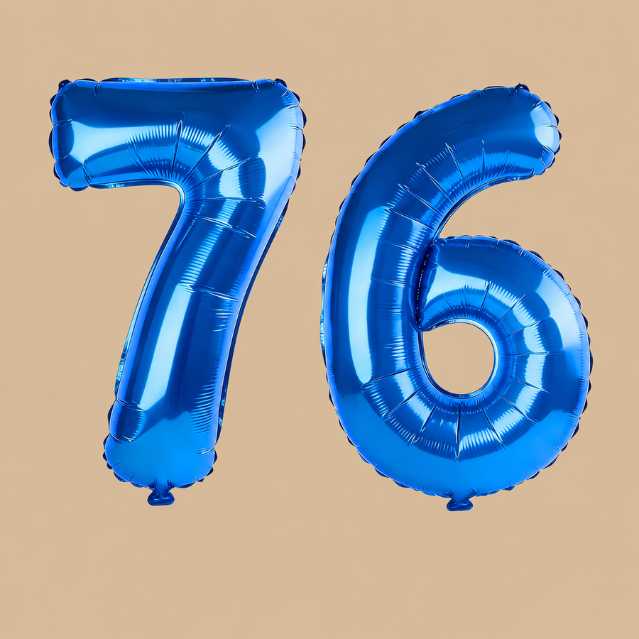 76th Birthday Dark Blue Number Balloons