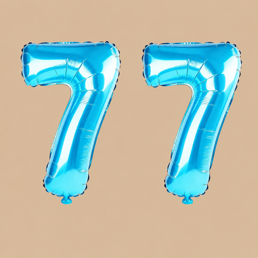 77th Birthday Jewelry Blue Number Balloons