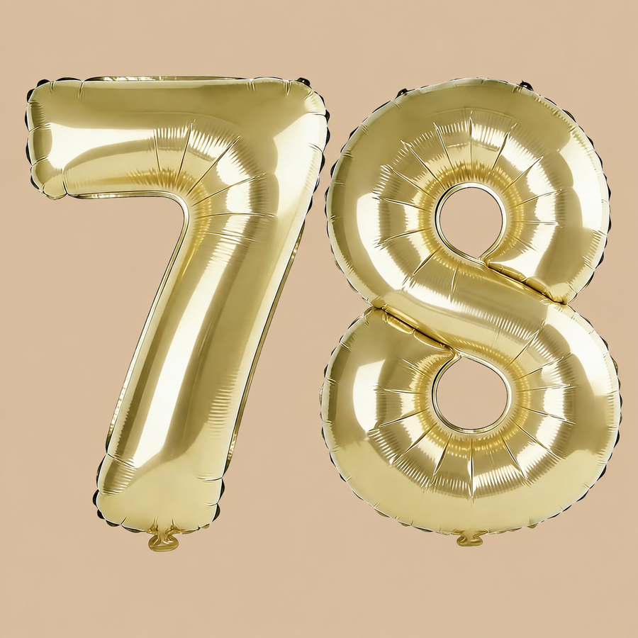 78th Birthday Champagne Gold Number Balloons