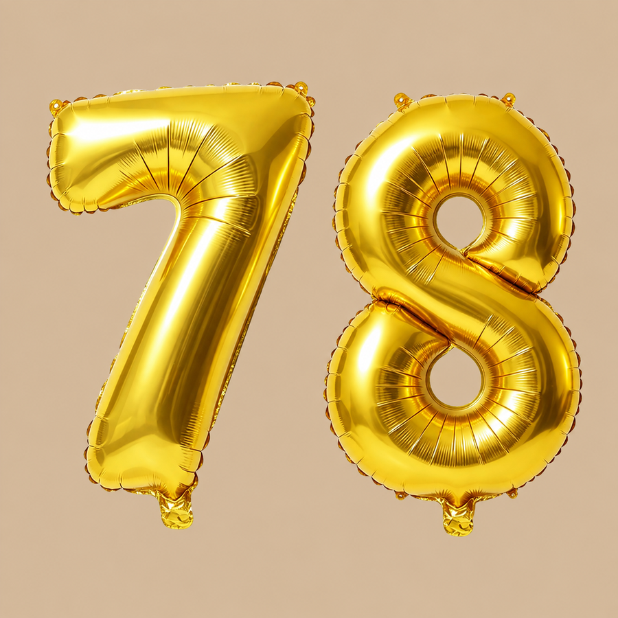 78th Birthday Gold Number Balloons