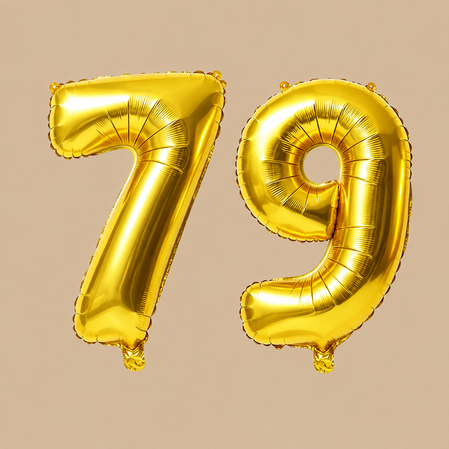 79th Birthday Gold Number Balloons