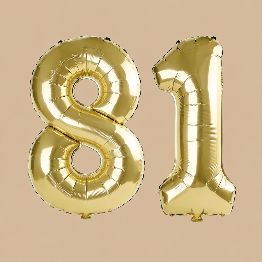 81st Birthday Champagne Gold Number Balloons