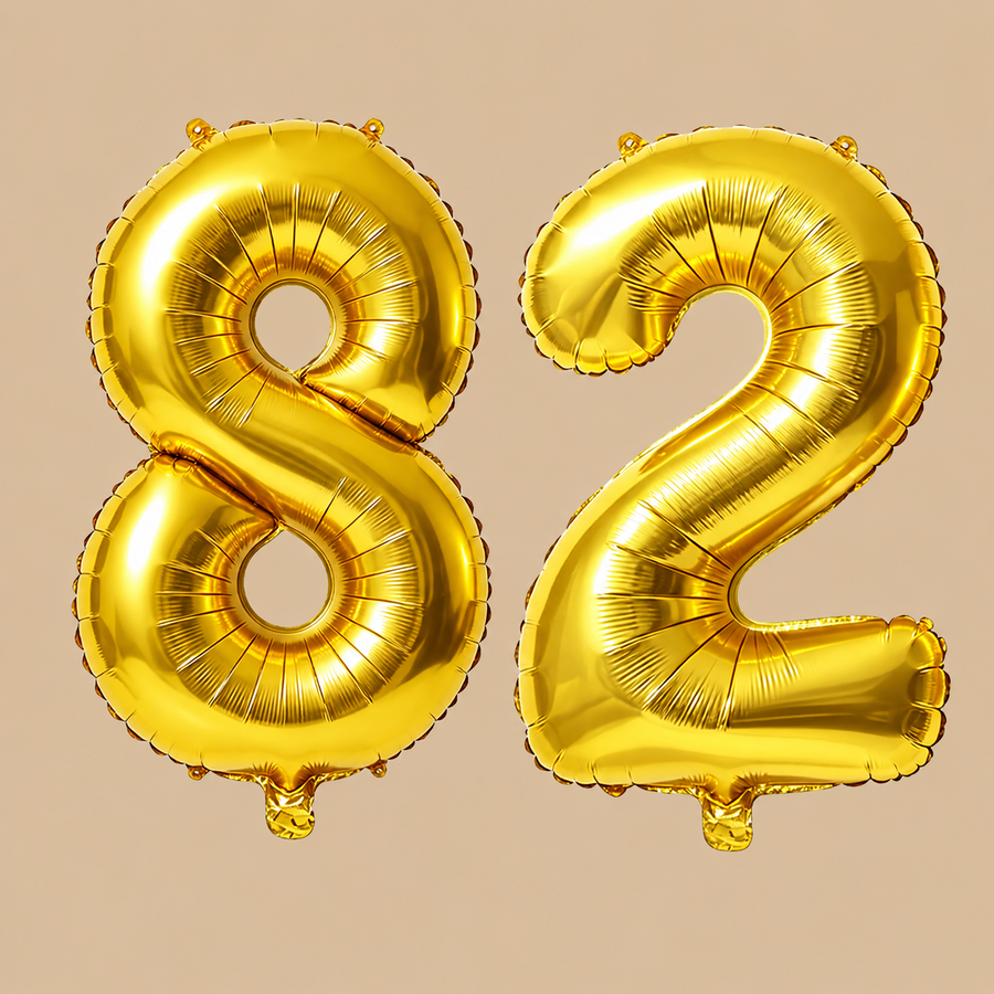 82nd Birthday Gold Number Balloons
