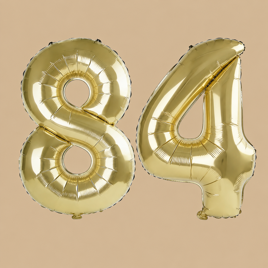 84th Birthday Champagne Gold Number Balloons