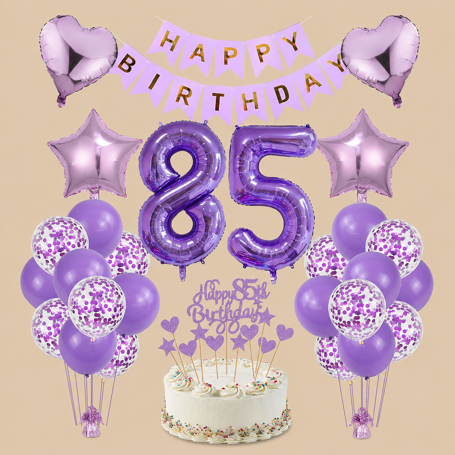 85th Birthday Purple Decoration Set