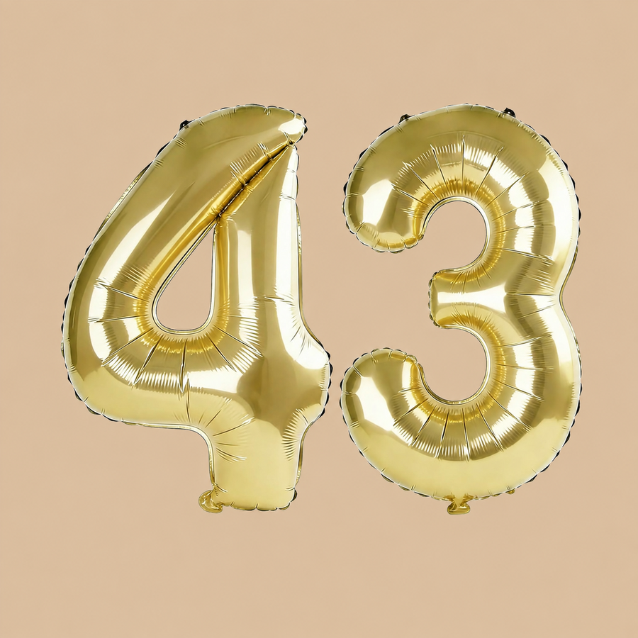 43rd Birthday Champagne Gold Number Balloons
