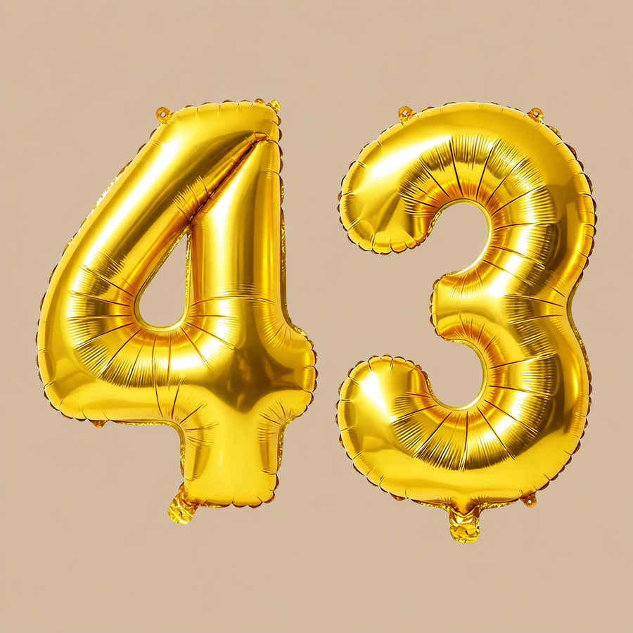 43rd Birthday Gold Number Balloons