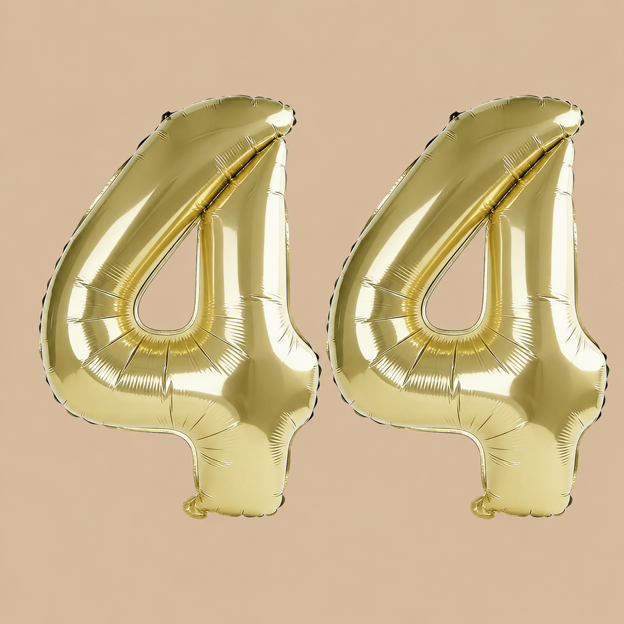 44th Birthday Champagne Gold Number Balloons