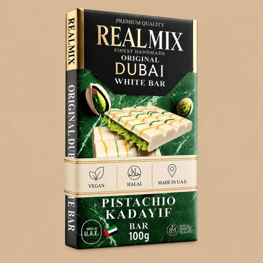 REALMIX Dubai White Chocolate with Pistachio & Kunafa Filling