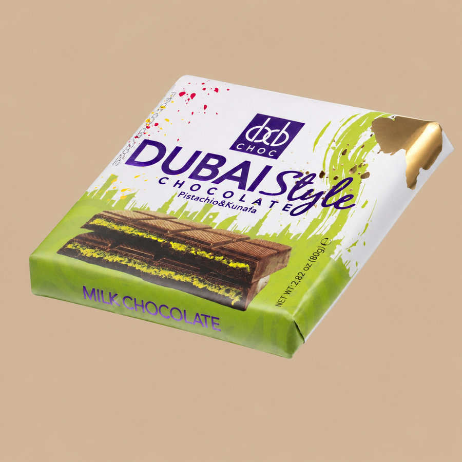 DXB Choc Dubai Pistachio & Kunafa Milk Chocolate Bar 80g