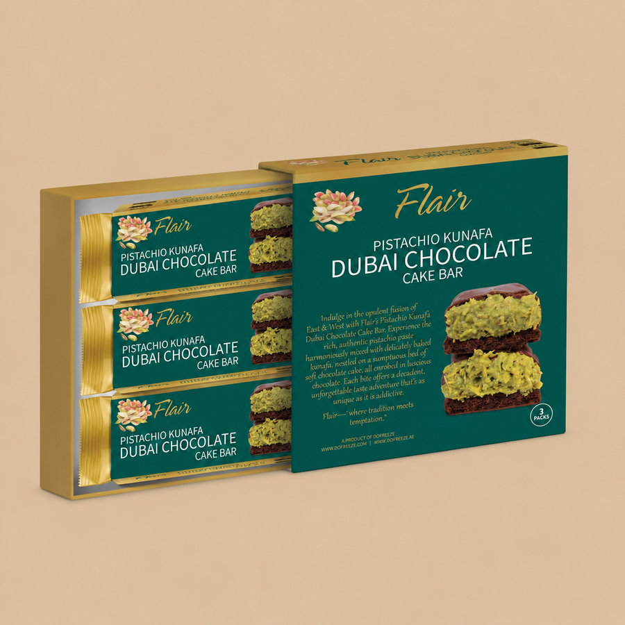 Flair Dubai Pistachio & Kunafa Chocolate Bars 165g – 3 Pack