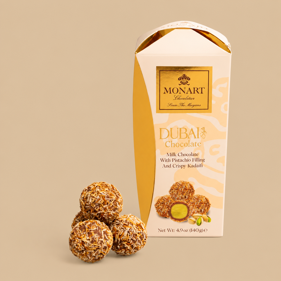 Monart Dubai Milk Chocolate with Pistachio & Crispy Kadaifi 140g - Pack of 1