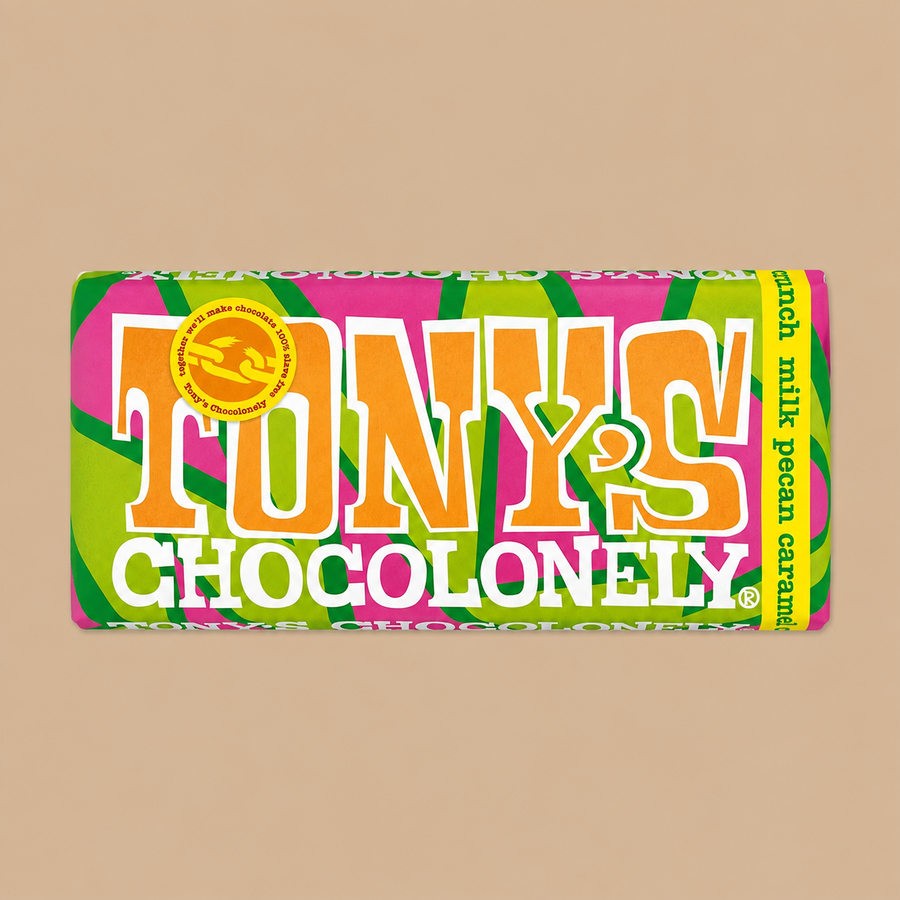 Tony’s Chocolonely Milk Pecan Caramel Crunch Chocolate Bar 180g - 1 Pack