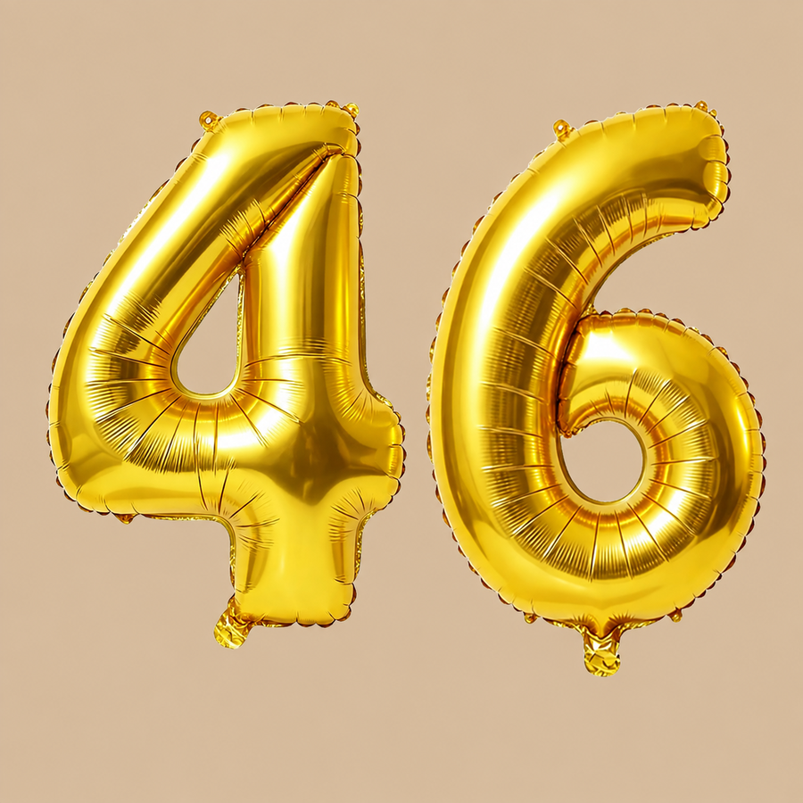 46th Birthday Gold Number Balloons