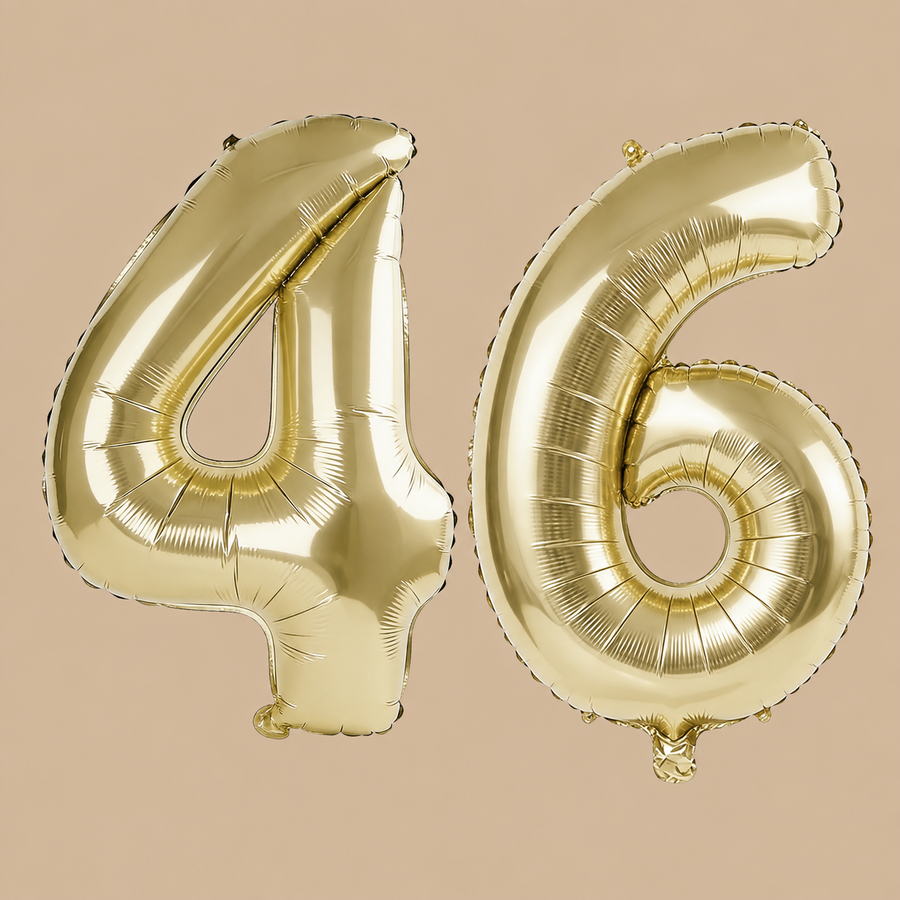 46th Birthday Champagne Gold Number Balloons