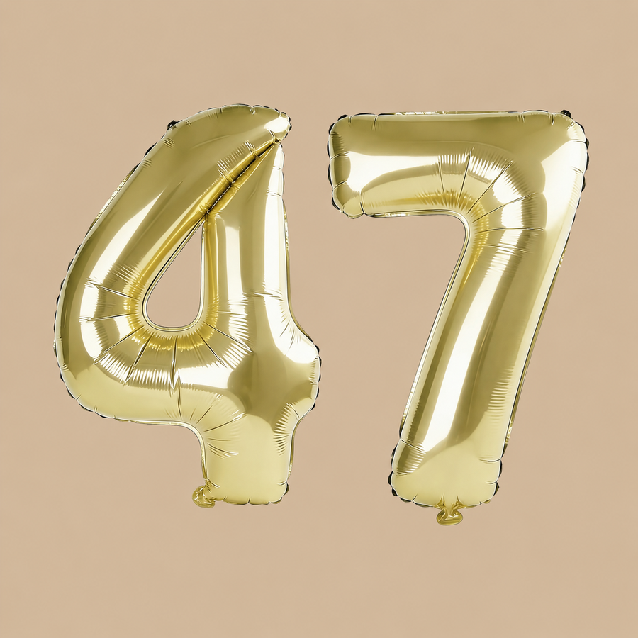 47th Birthday Champagne Gold Number Balloons
