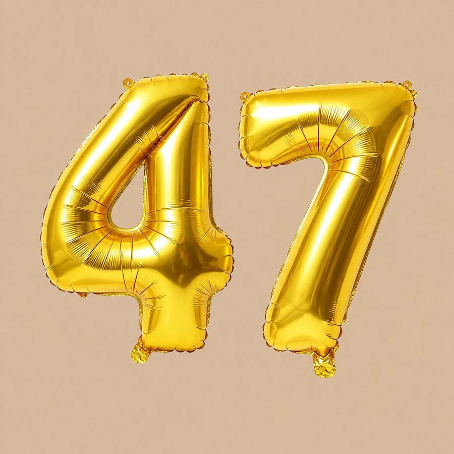 47th Birthday Gold Number Balloons