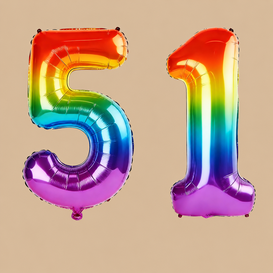 51st Birthday Rainbow Number Balloons
