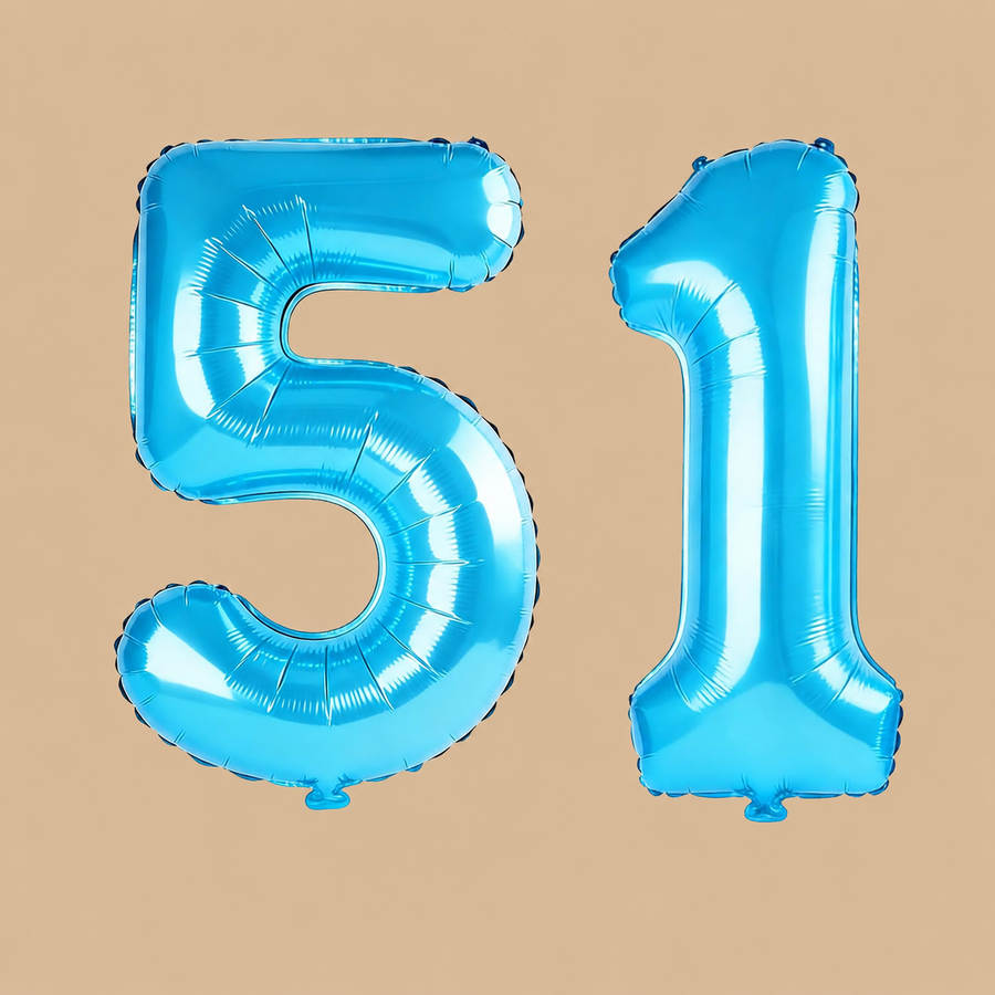51st Birthday Jewelry Blue Number Balloons