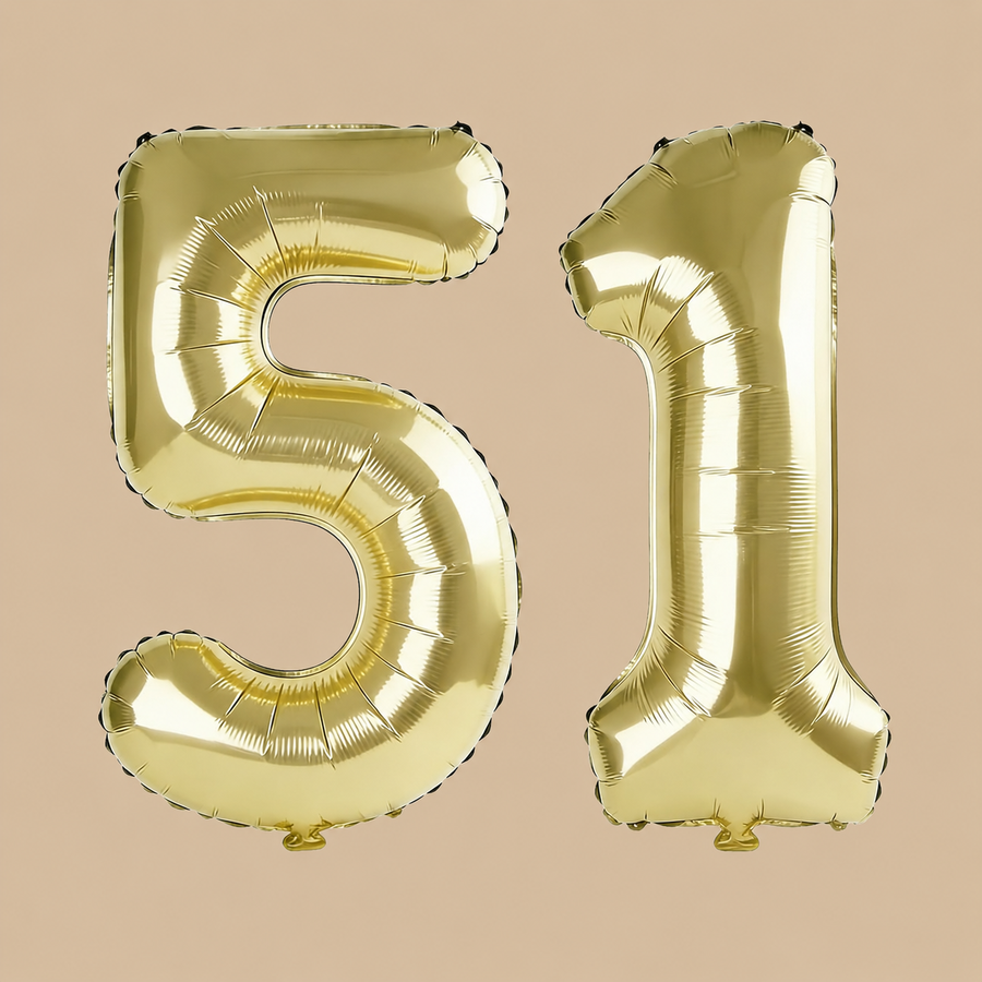 51st Birthday Champagne Gold Number Balloons
