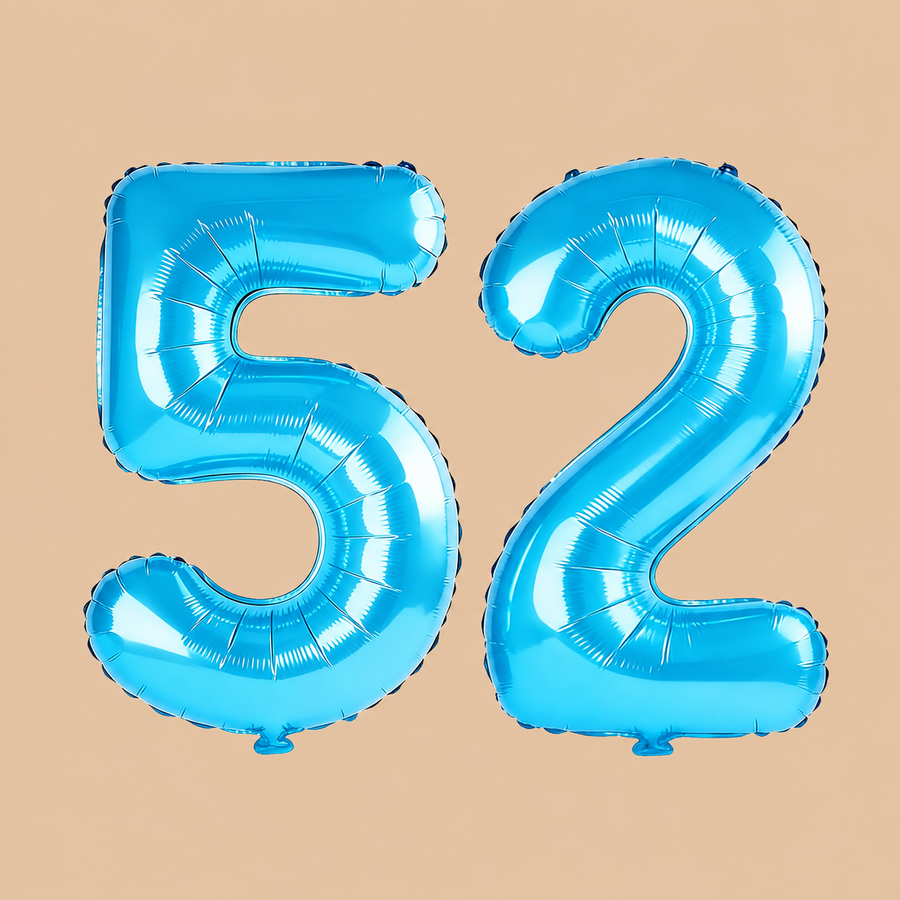 52nd Birthday Jewelry Blue Number Balloons