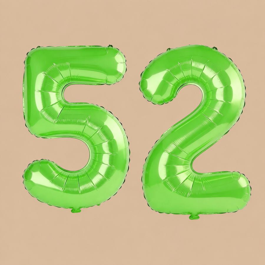 52nd Birthday Fruit Green Number Balloons