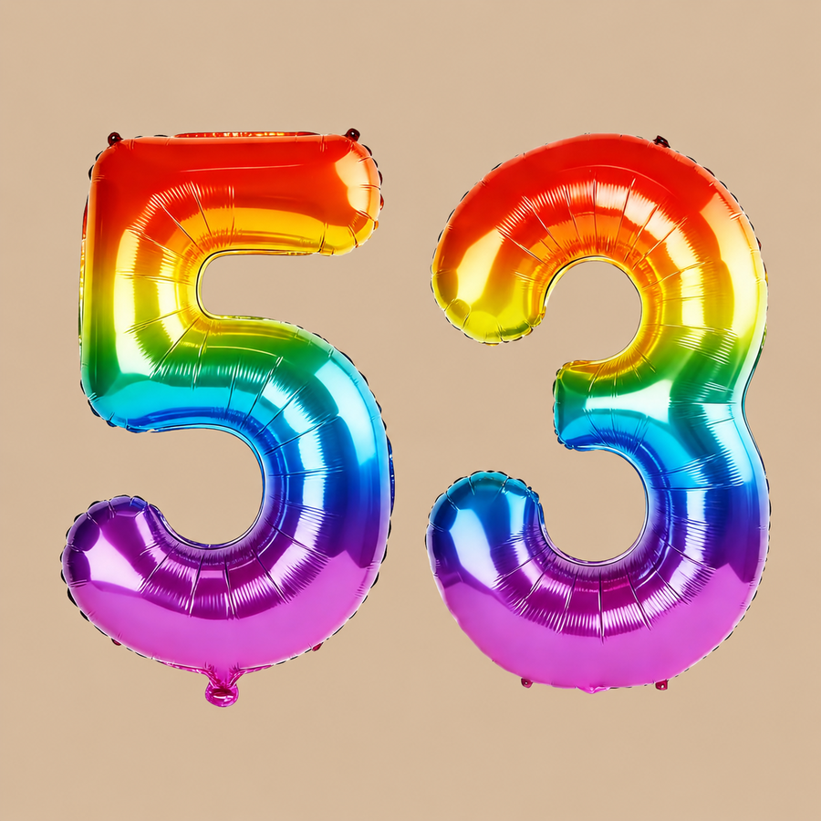 53rd Birthday Rainbow Number Balloons