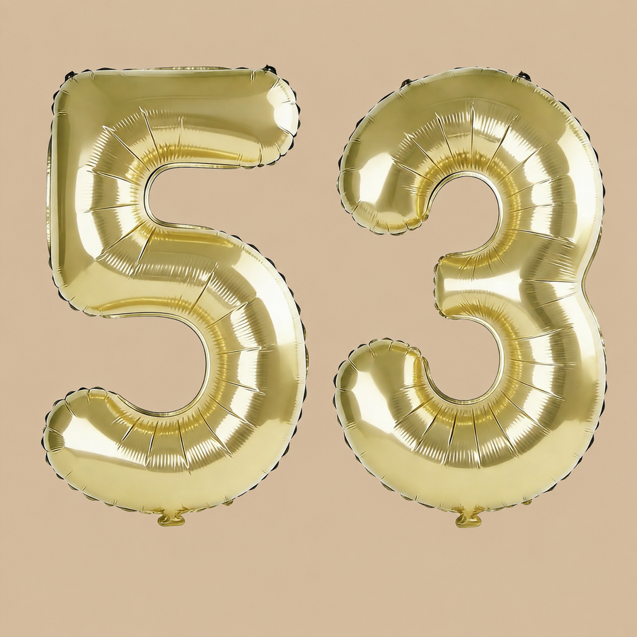 53rd Birthday Champagne Gold Number Balloons