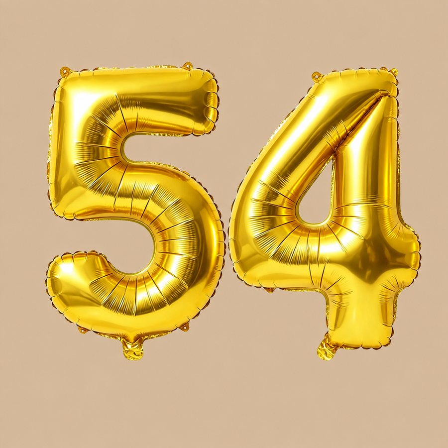 54th Birthday Gold Number Balloons
