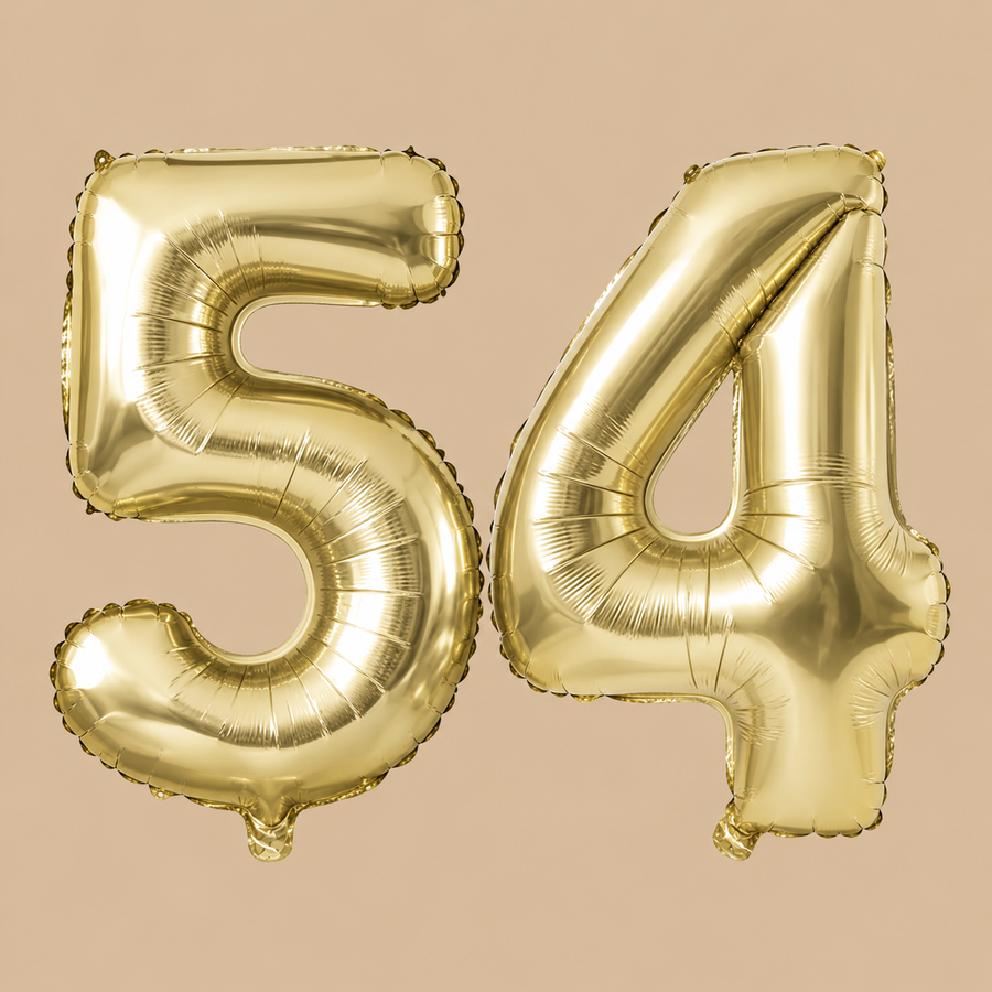 54th Birthday Champagne Gold Number Balloons