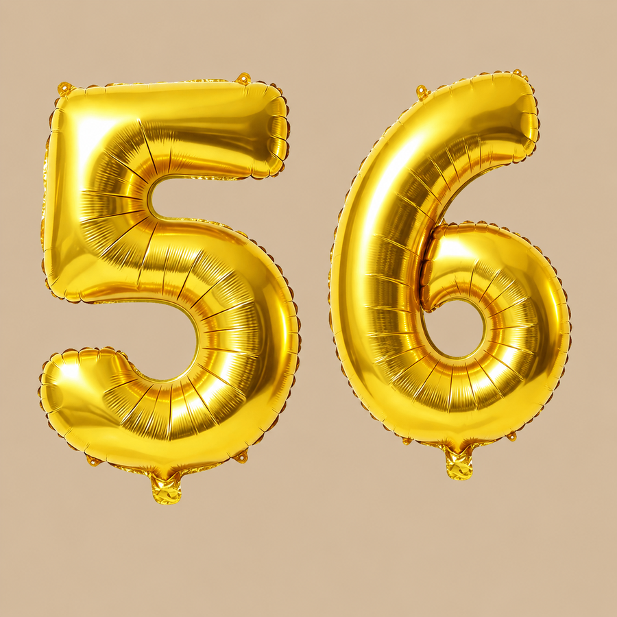 56th Birthday Gold Number Balloons