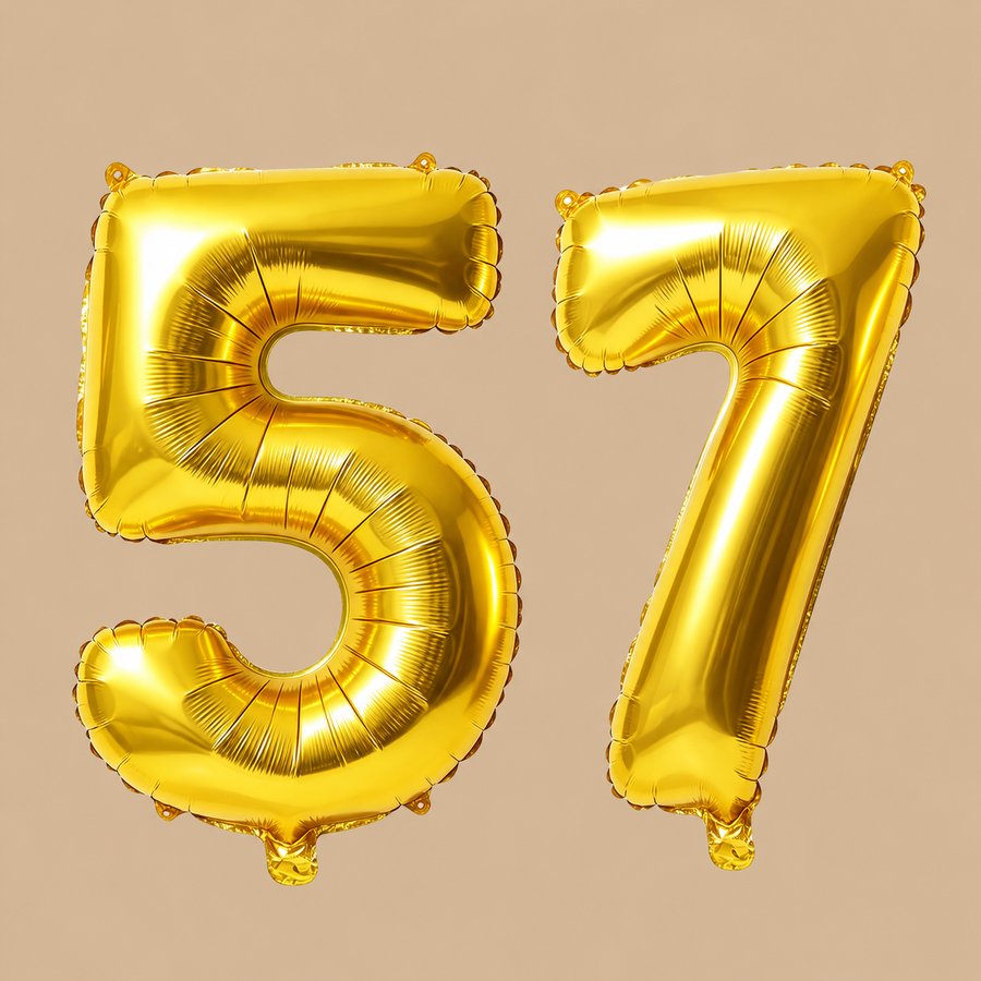 57th Birthday Gold Number Balloons
