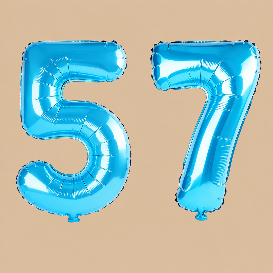 57th Birthday Jewelry Blue Number Balloons