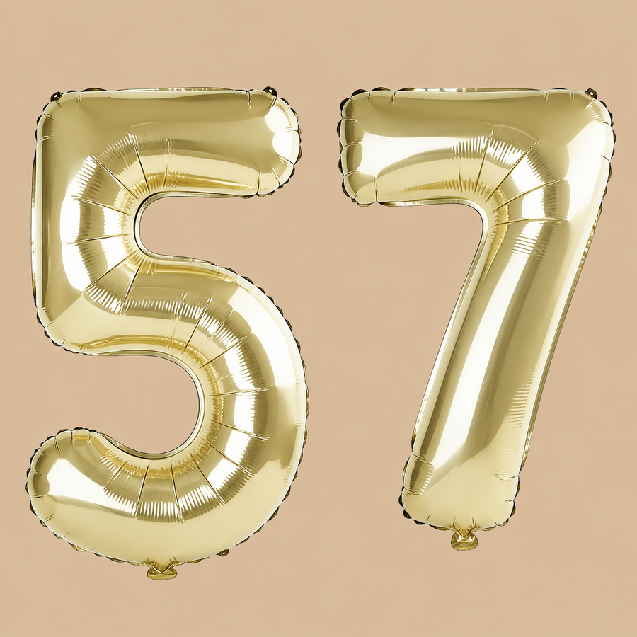 57th Birthday Champagne Gold Number Balloons