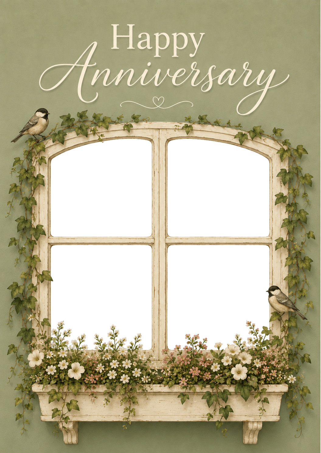 Ivy Window Floral Multi Photo Upload Anniversary Card