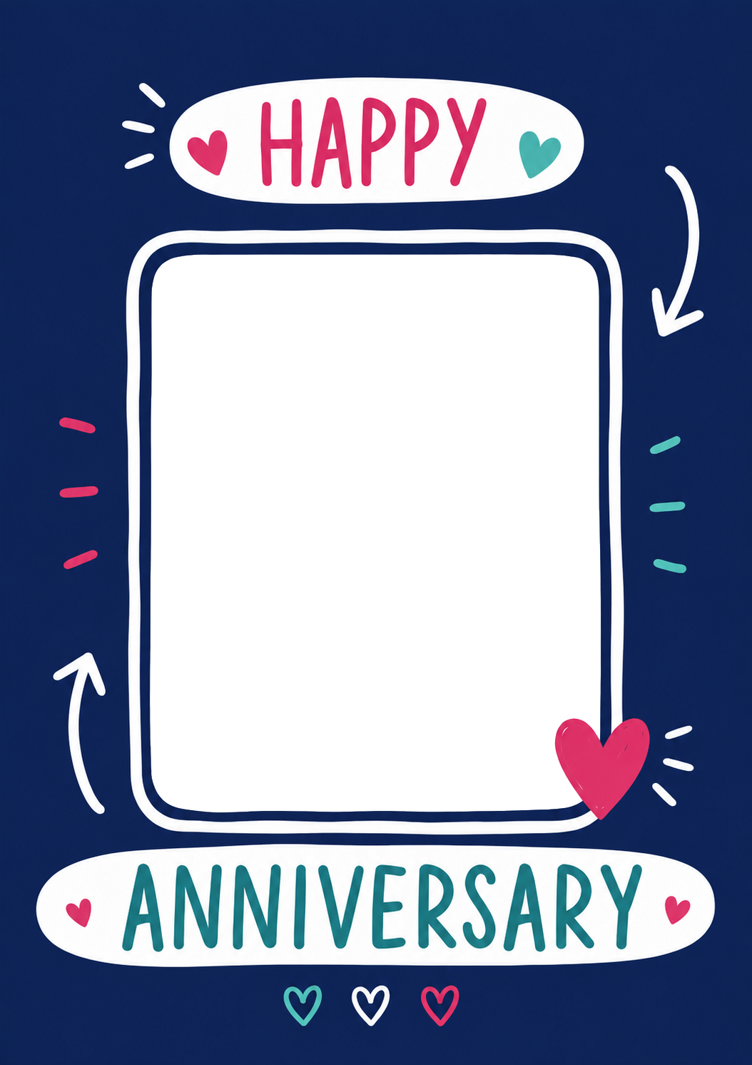 Happy Anniversary Doodle Hearts Photo Upload Anniversary Card