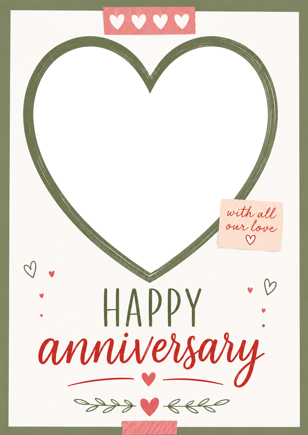 Heart Frame With All Our Love Photo Upload Anniversary Card