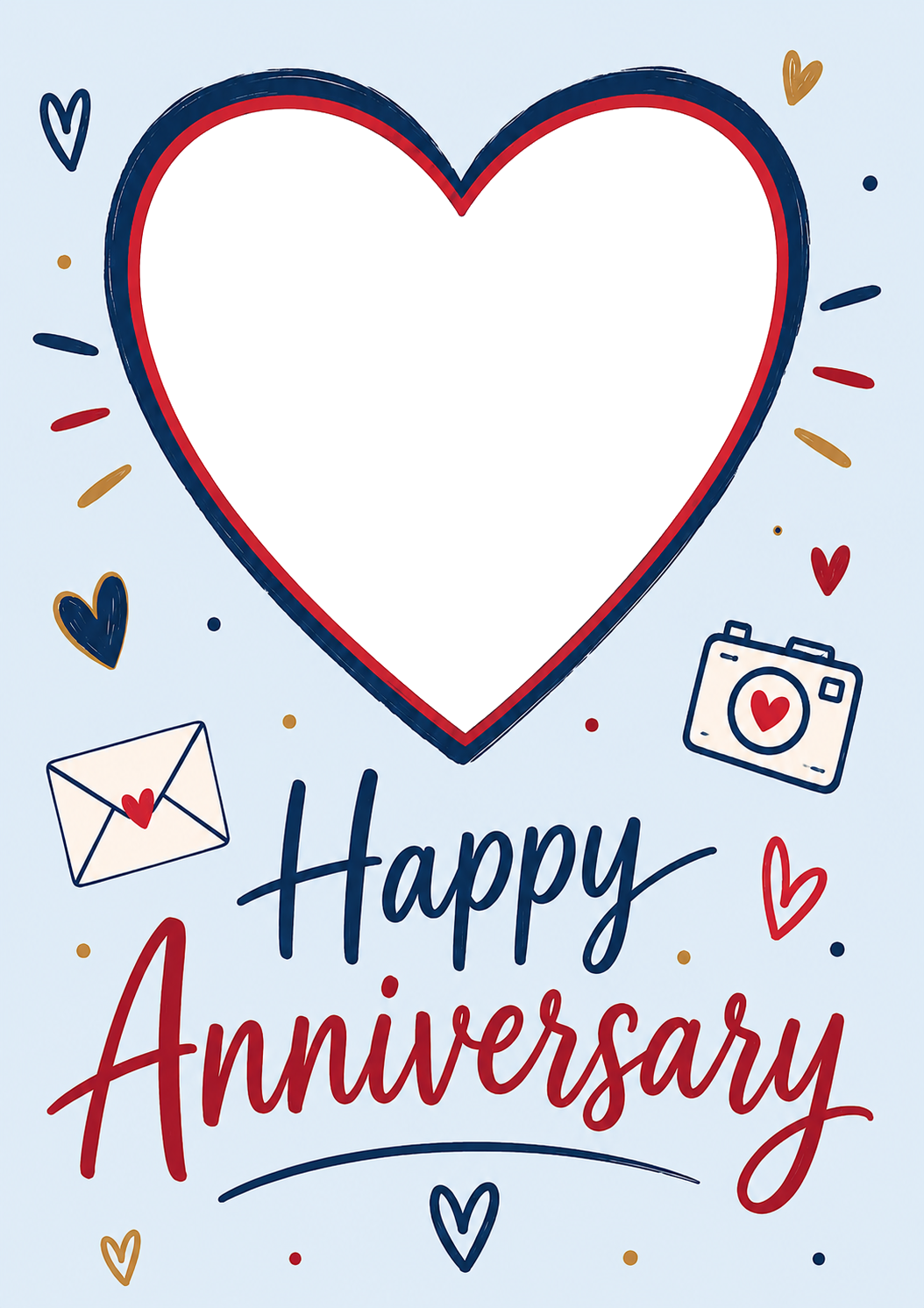 Heart Frame Happy Anniversary Photo Upload Birthday Card