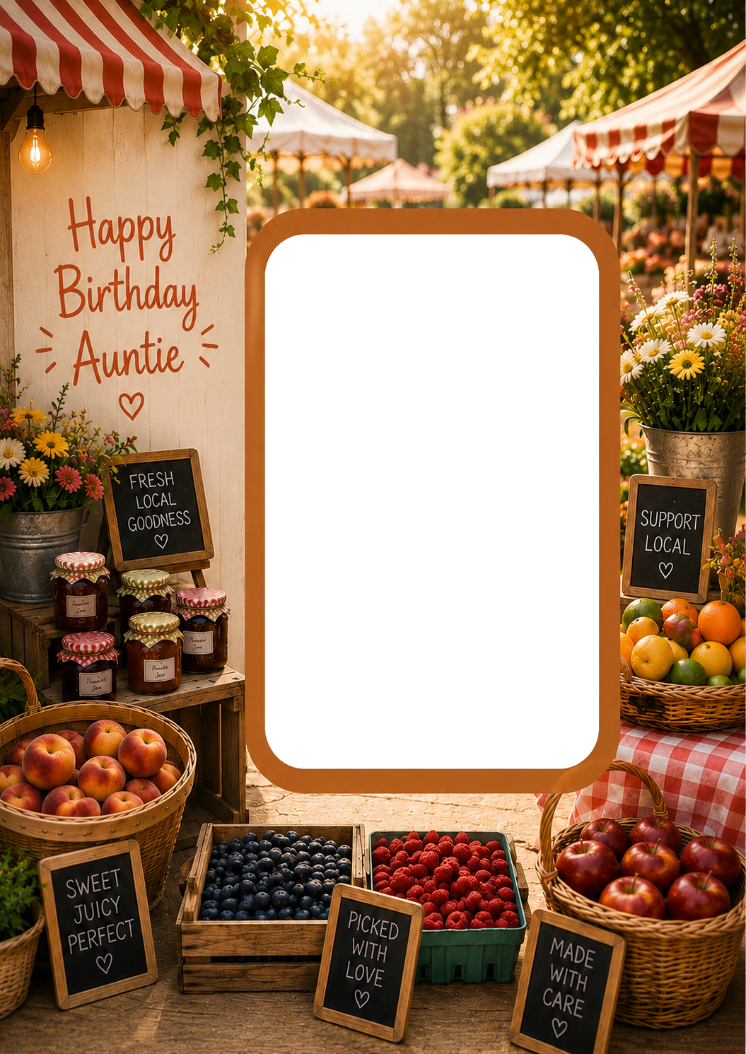 Farmers Market Photo Upload Birthday Card for Auntie
