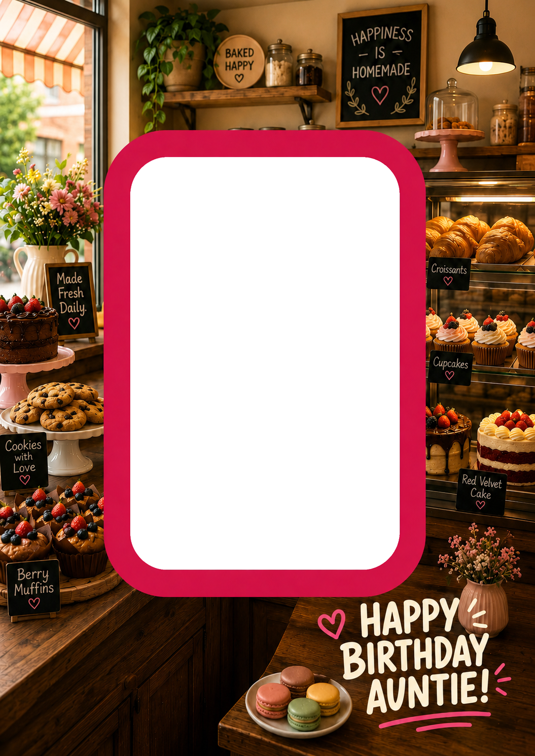 Pink Patisserie Photo Upload Birthday Card for Auntie